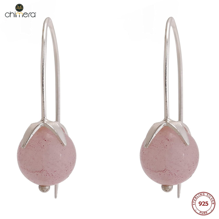 Pink Opal Studded French Hook Earrings