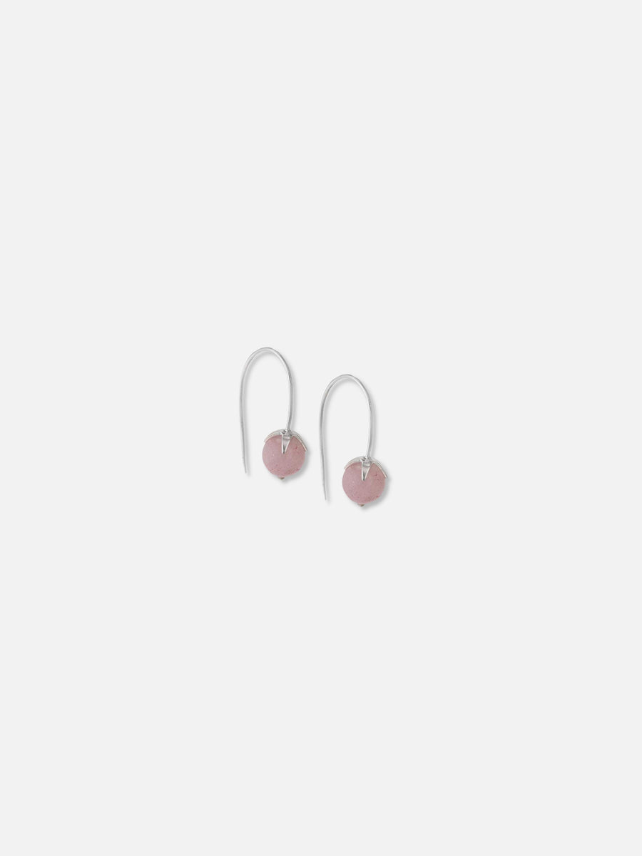 Pink Opal Studded French Hook Earrings