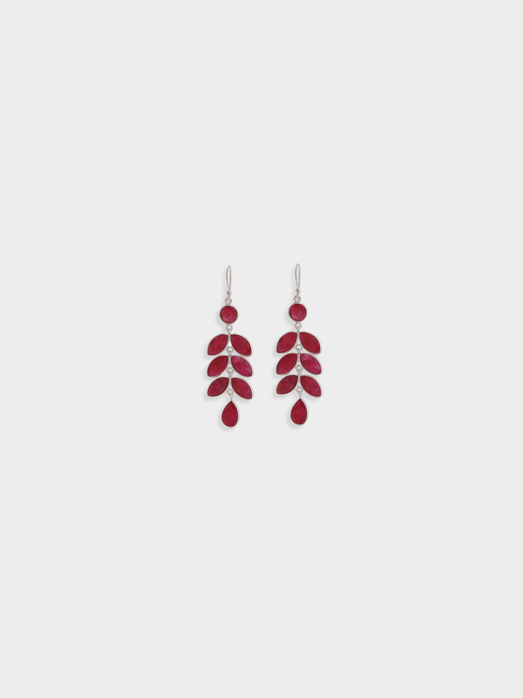 Natural Indian Ruby Leaf Drop Earrings