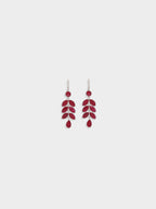 Natural Indian Ruby Leaf Drop Earrings