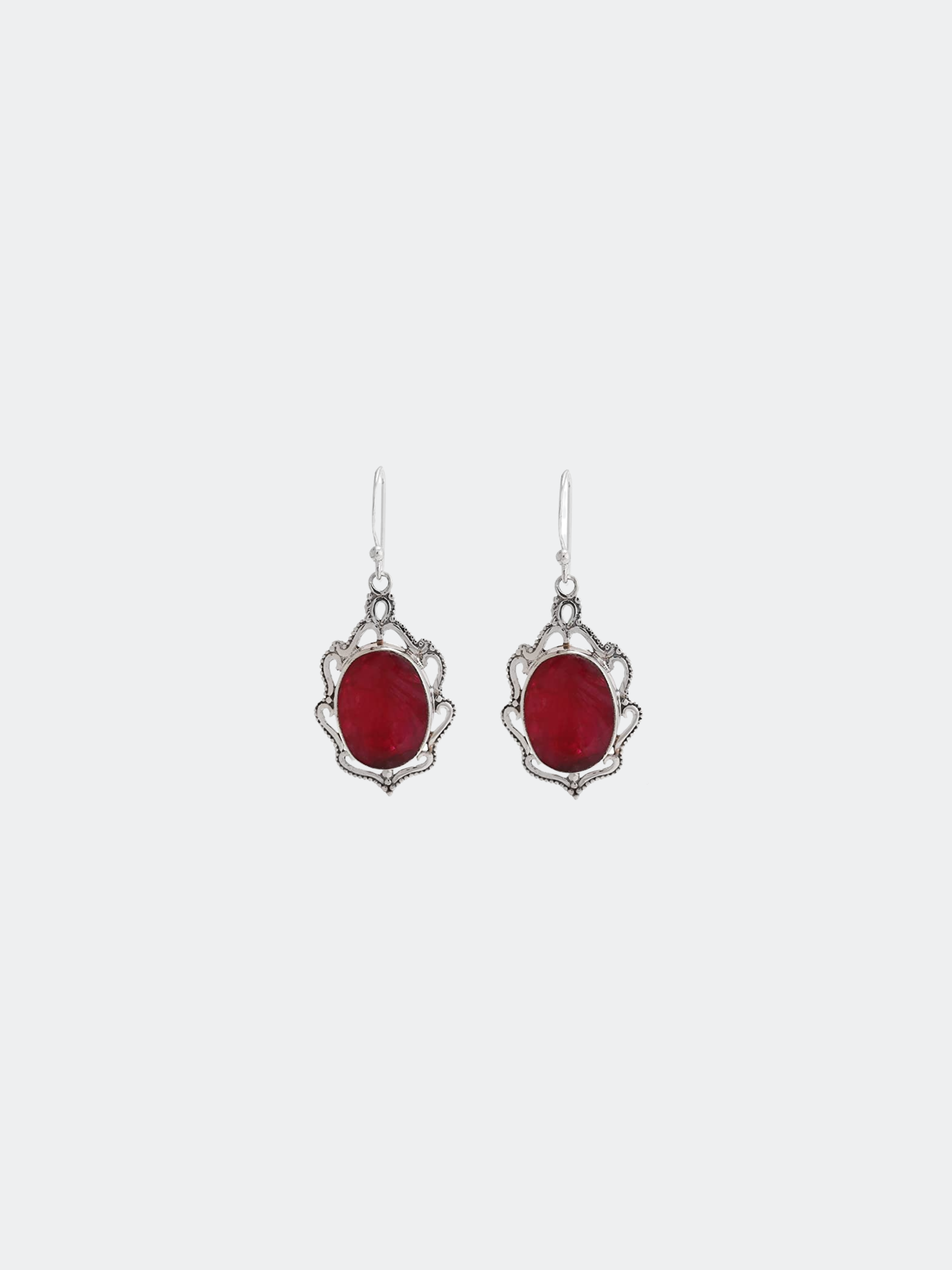 Ruby Gemstones Antique Earrings