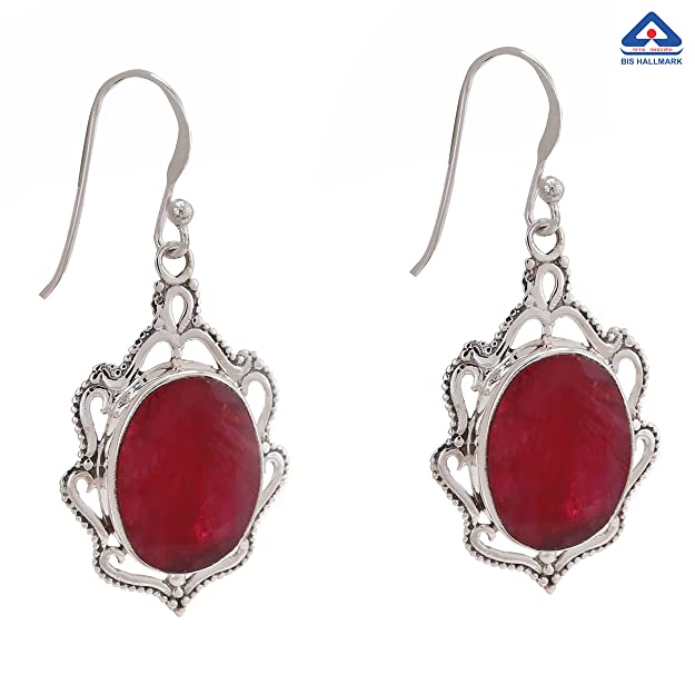 Ruby Gemstones Antique Earrings