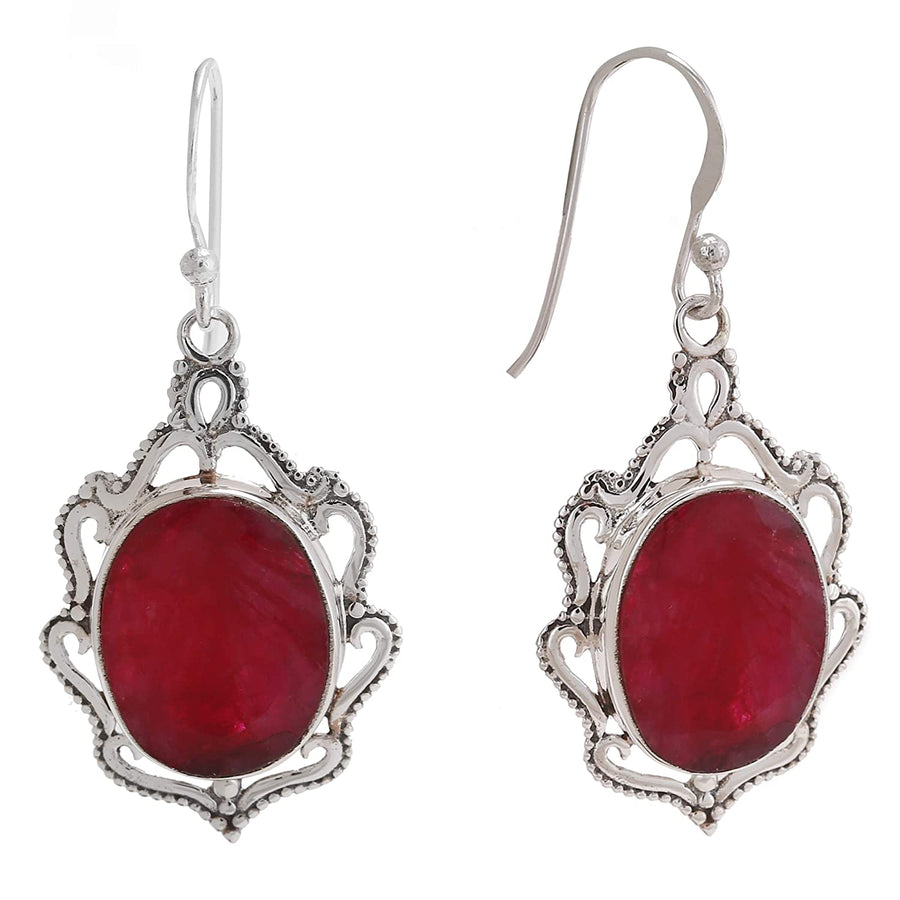 Ruby Gemstones Antique Earrings