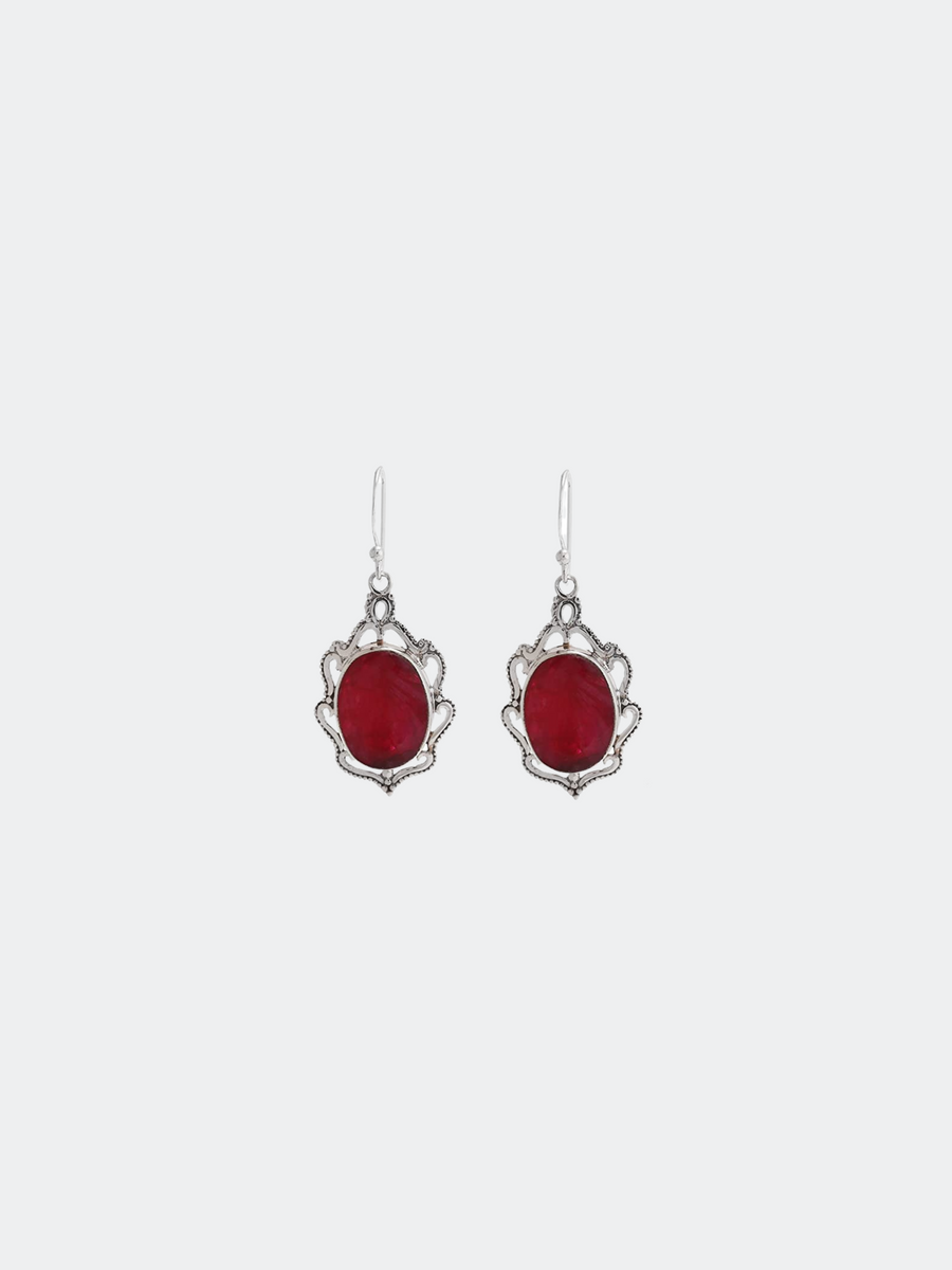 Ruby Gemstones Antique Earrings