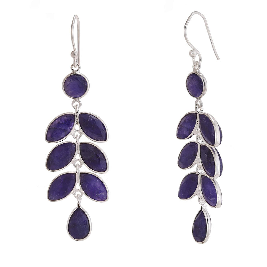 Purple Lolite Leaf Drop Earrings