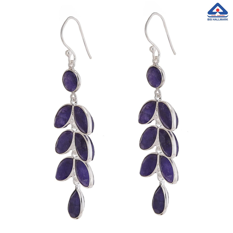 Purple Lolite Leaf Drop Earrings