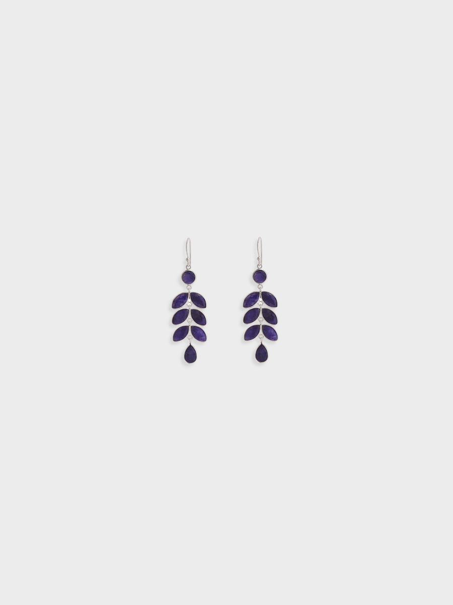 Purple Lolite Leaf Drop Earrings