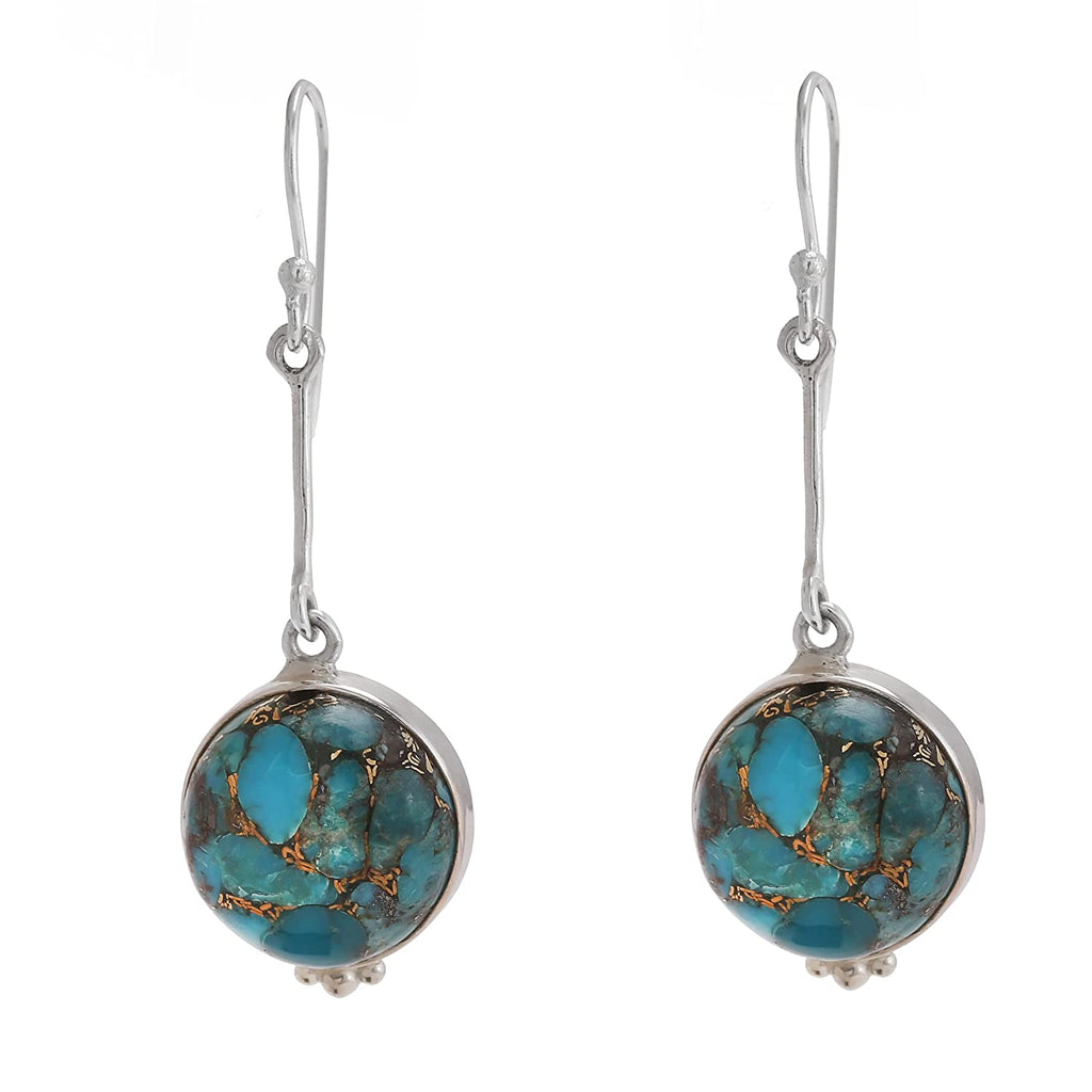 Blue Copper Turquoise Studded Earrings