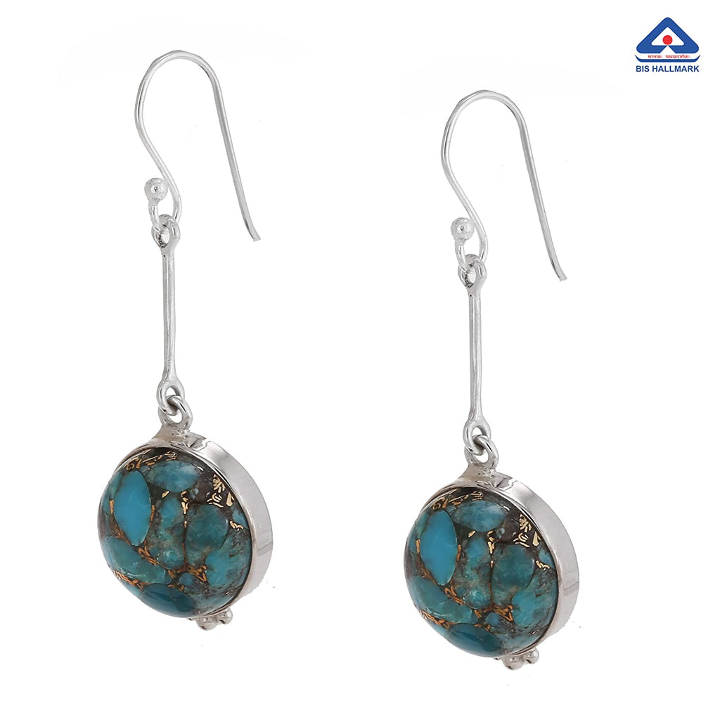 Blue Copper Turquoise Studded Earrings