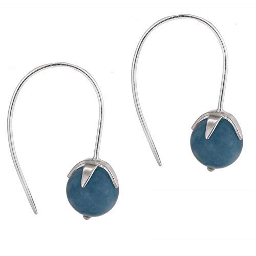 Blue Chalcedony Studded French Hooks Earrings