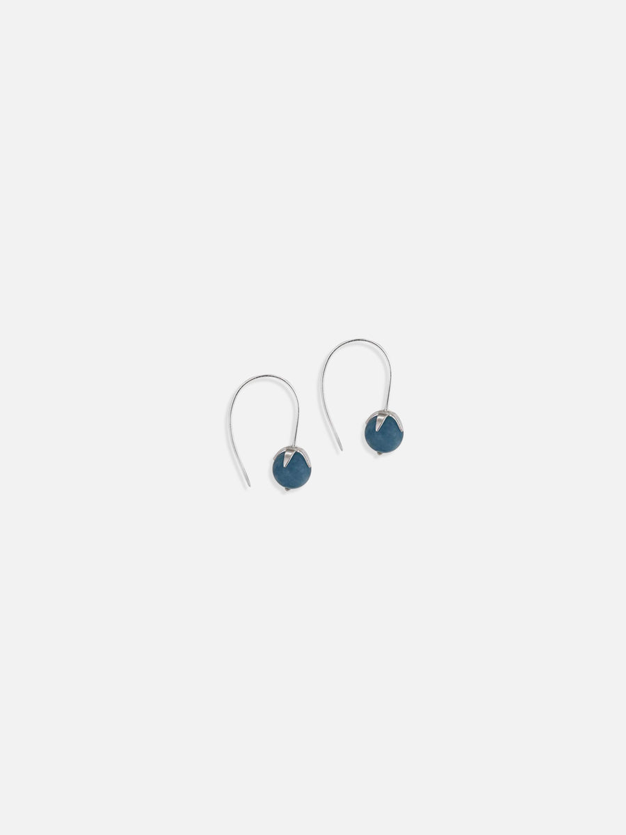 Blue Chalcedony Studded French Hooks Earrings