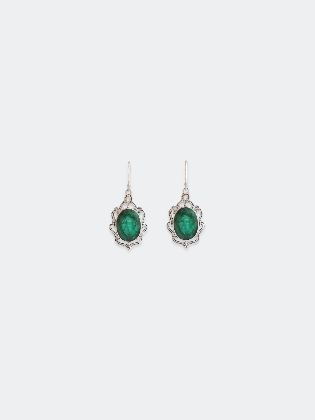 Vivid Green Emerald Antique Earrings