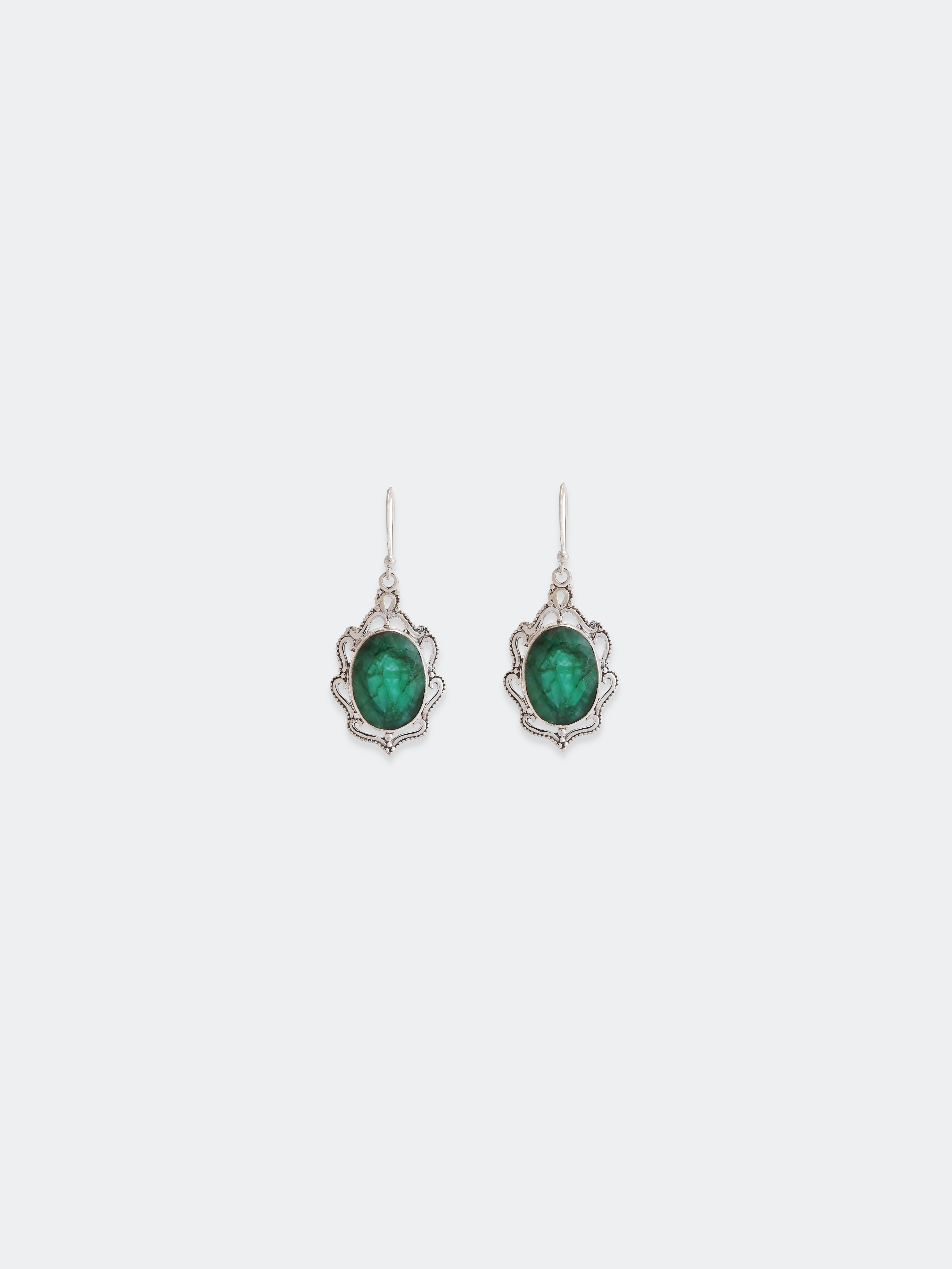 Vivid Green Emerald Antique Earrings