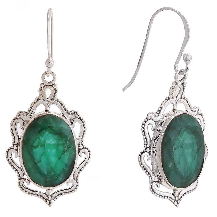 Vivid Green Emerald Antique Earrings