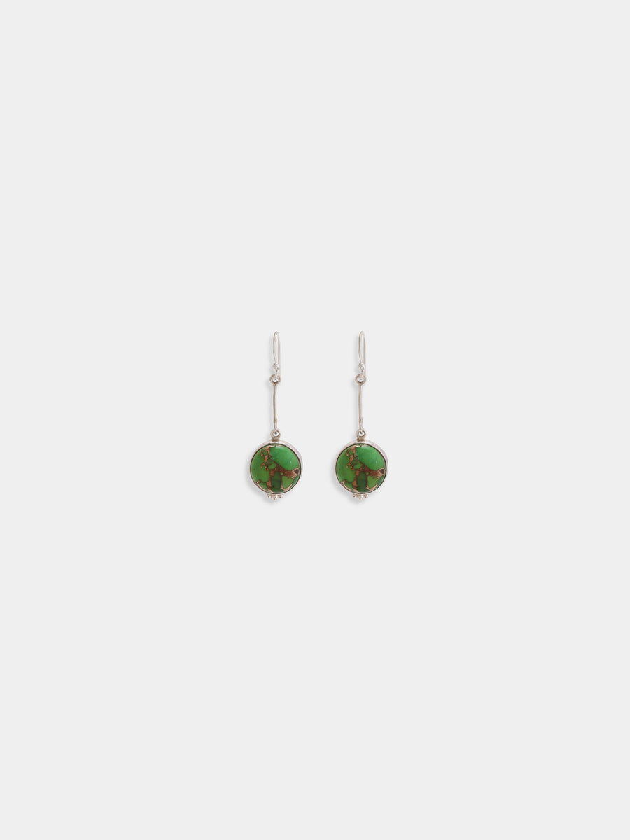 Green Copper Turquoise Studded Earrings