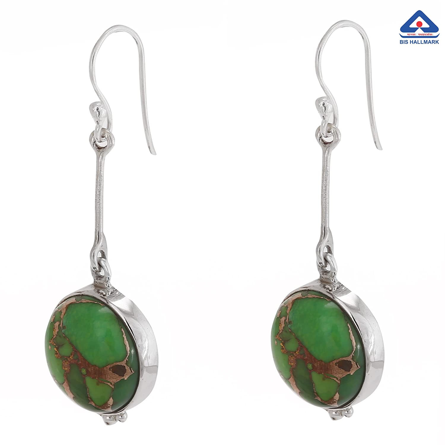 Green Copper Turquoise Studded Earrings