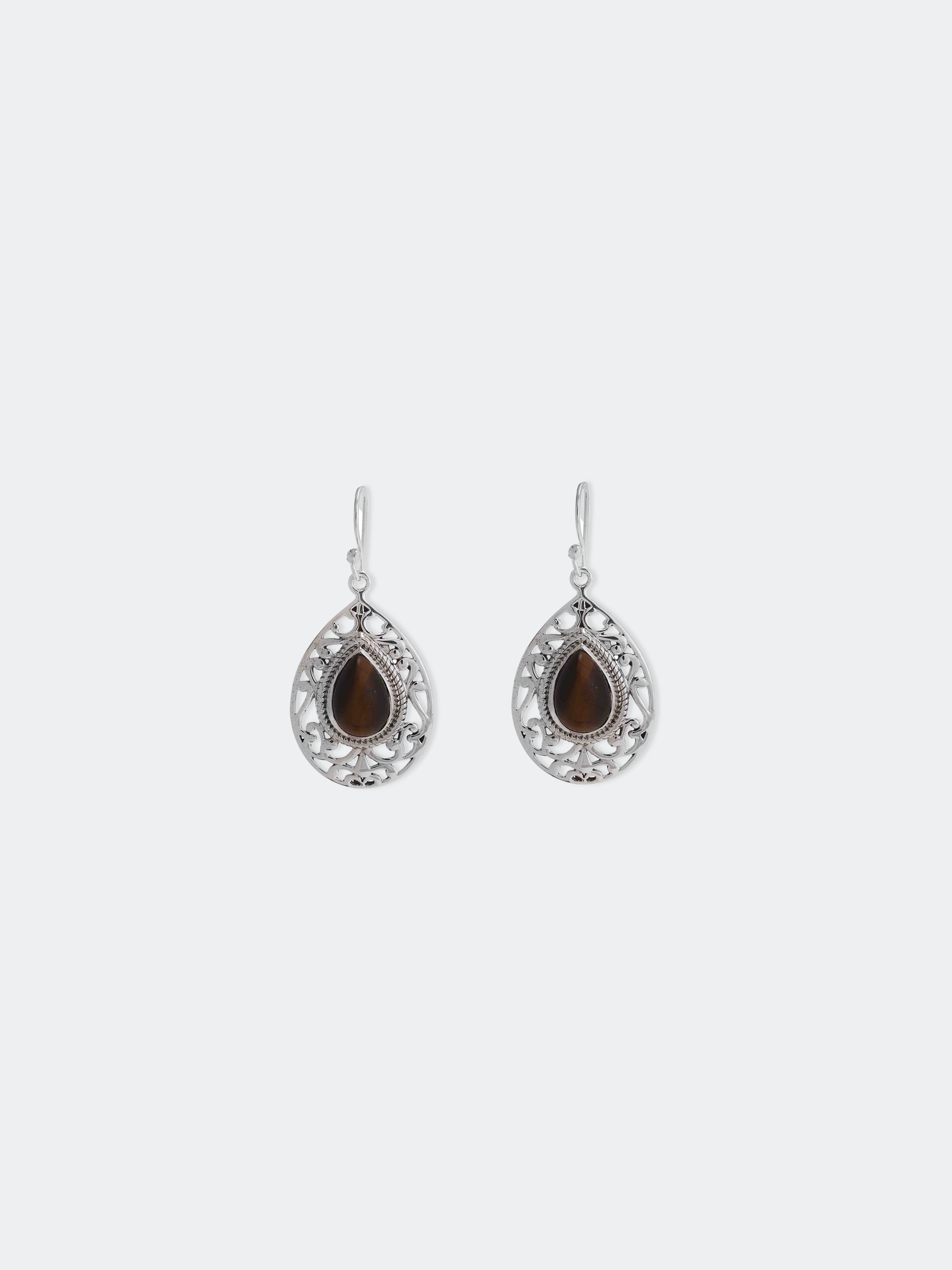 Tiger Eye Gemstone Dangle & Drop Earring