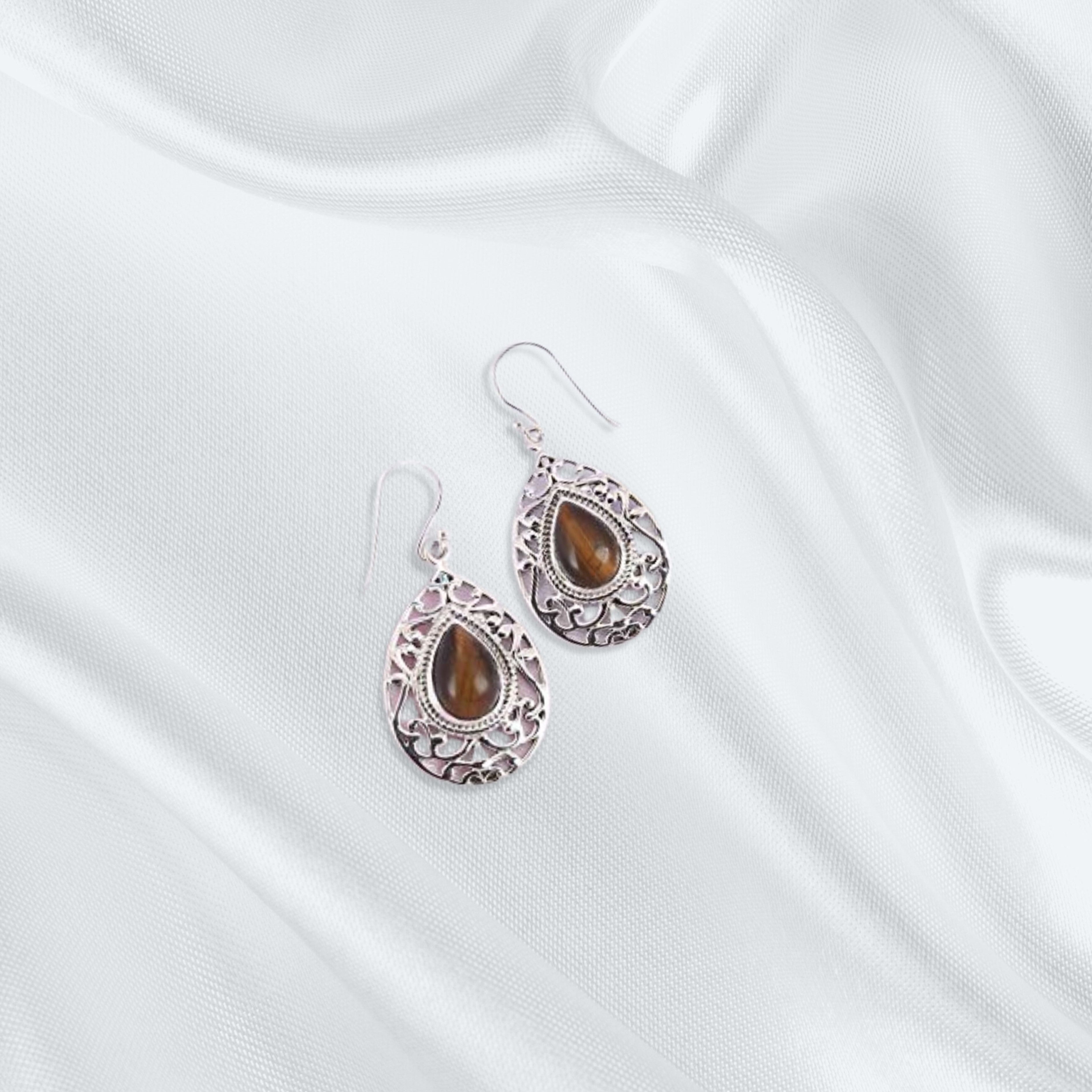 Tiger Eye Gemstone Dangle & Drop Earring