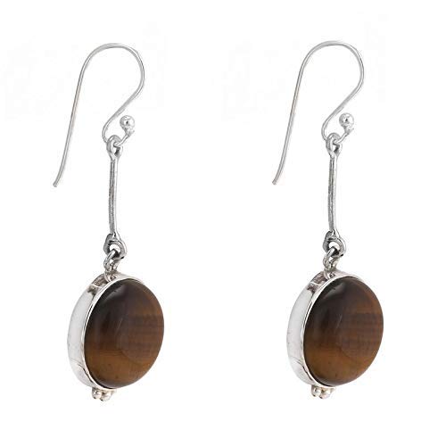 Round Tiger's Eye Studded Earring