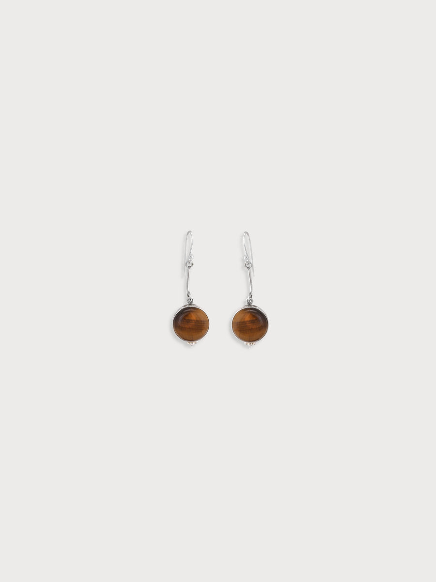 Round Tiger's Eye Studded Earring