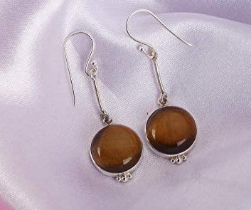 Round Tiger's Eye Studded Earring