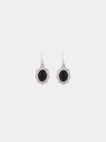 Black Onyx Antique Silver Earrings