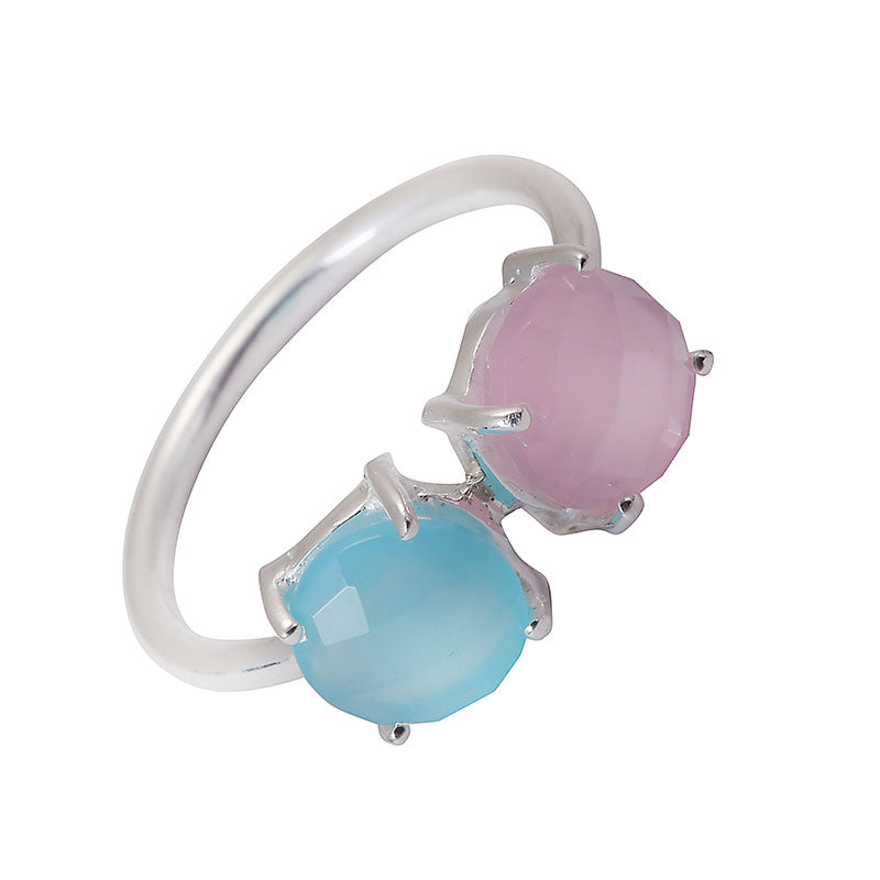 Aqua and Rose Chalcedony Ring