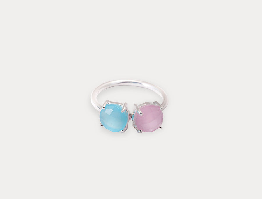 Aqua and Rose Chalcedony Ring