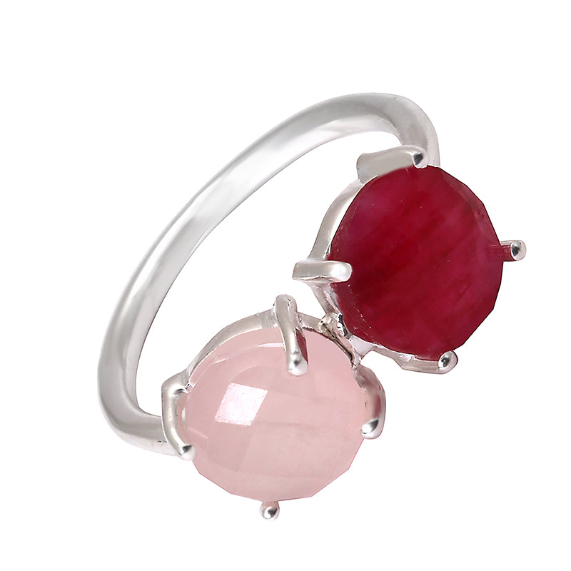 Ruby and Pink Chalcedony Ring