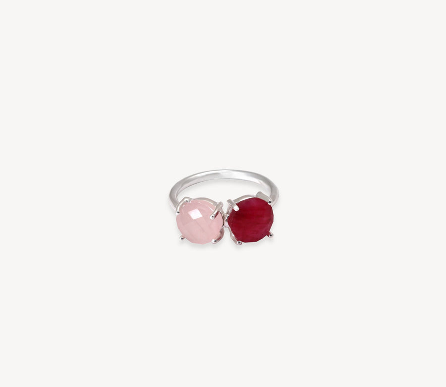 Ruby and Pink Chalcedony Ring