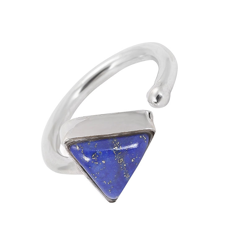 Triangle Blue Lapis Silver Ring