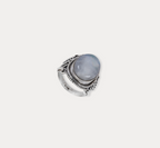 White Moonstone Antique Finish Ring