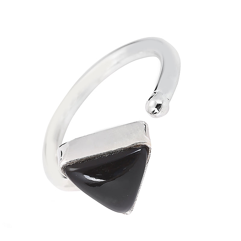 Triangle Black Onyx Silver Ring