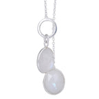 White Rainbow Moonstone Dual Step Necklace
