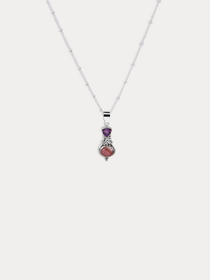 Purple Amethyst & Peach Rhodochrosite Pendant Necklace