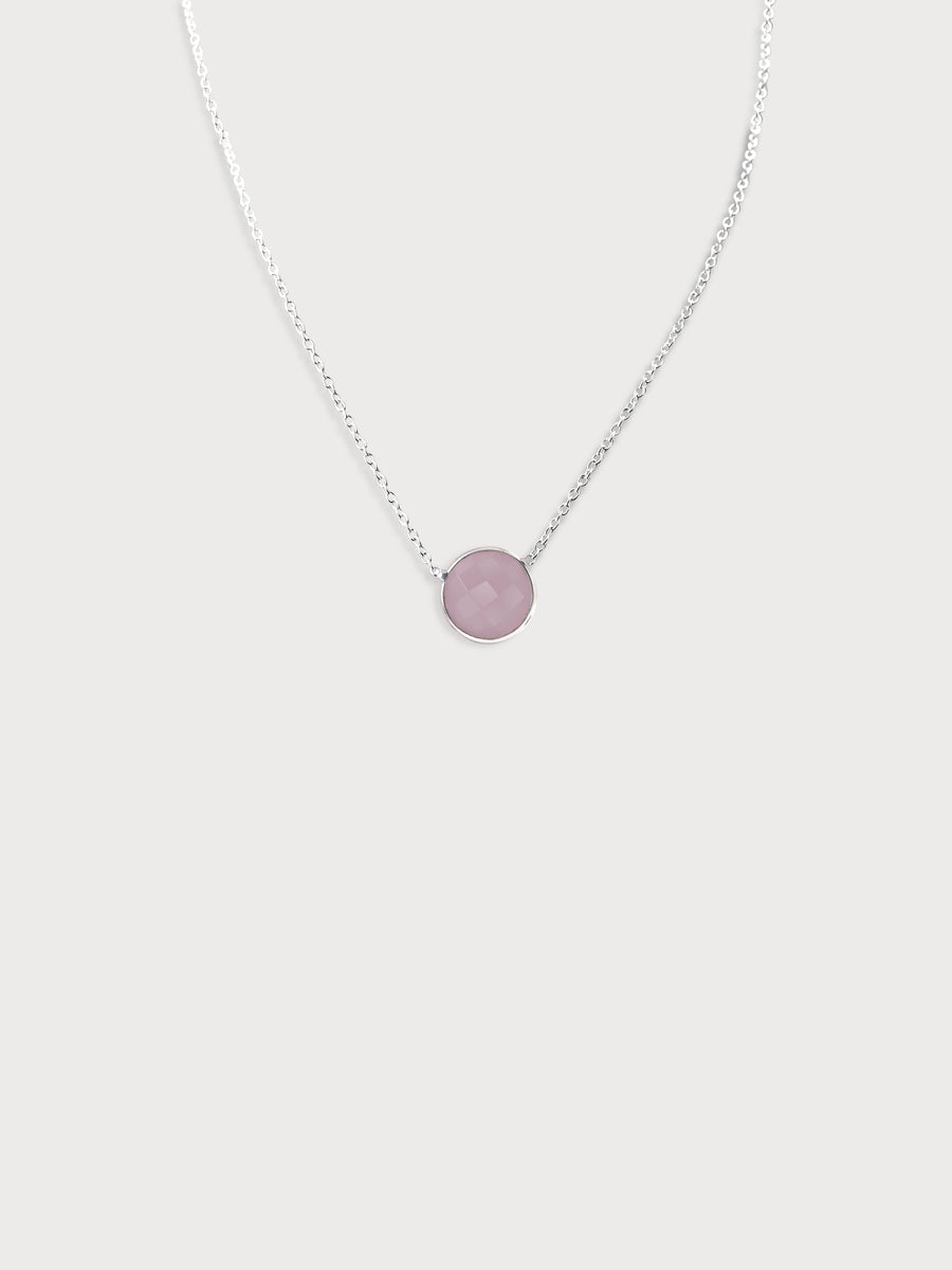 Single Pendant Natural Pink Chalcedony Necklace