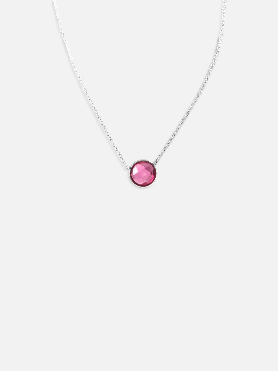 Single Pendant Pink Rose Tourmaline Necklace