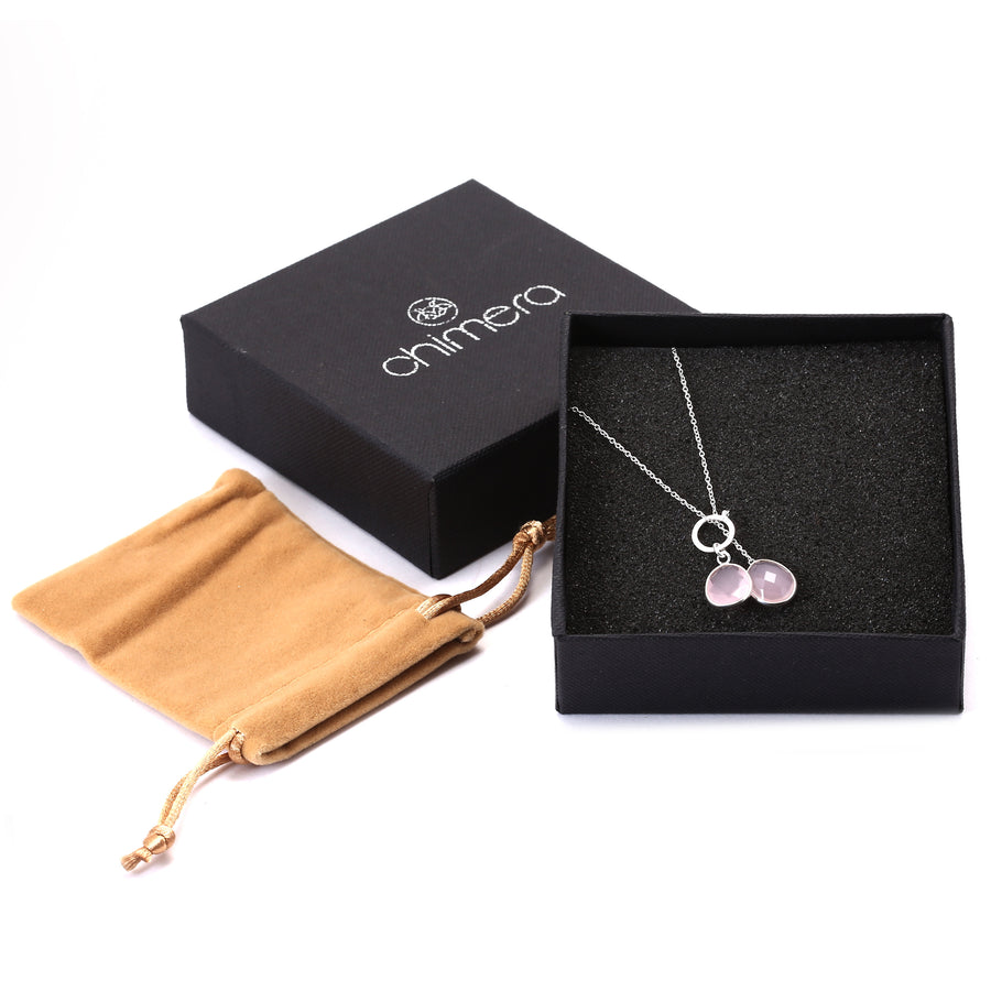 Pink Rose Chalcedony Dual Step Necklace