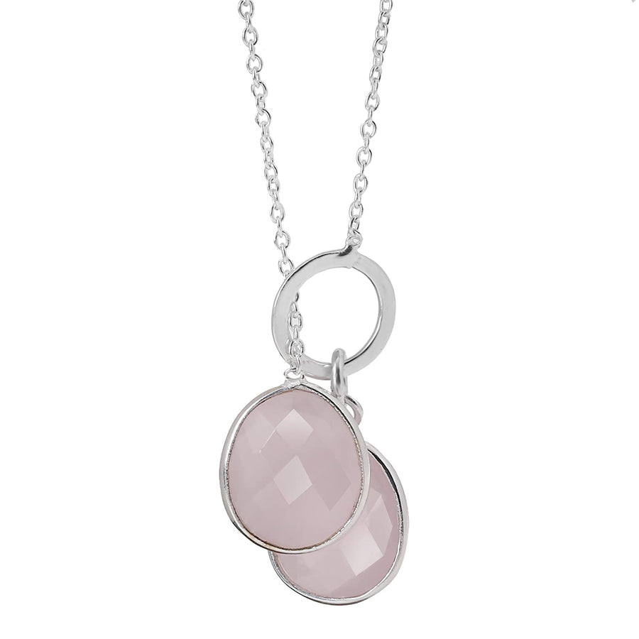 Pink Rose Chalcedony Dual Step Necklace