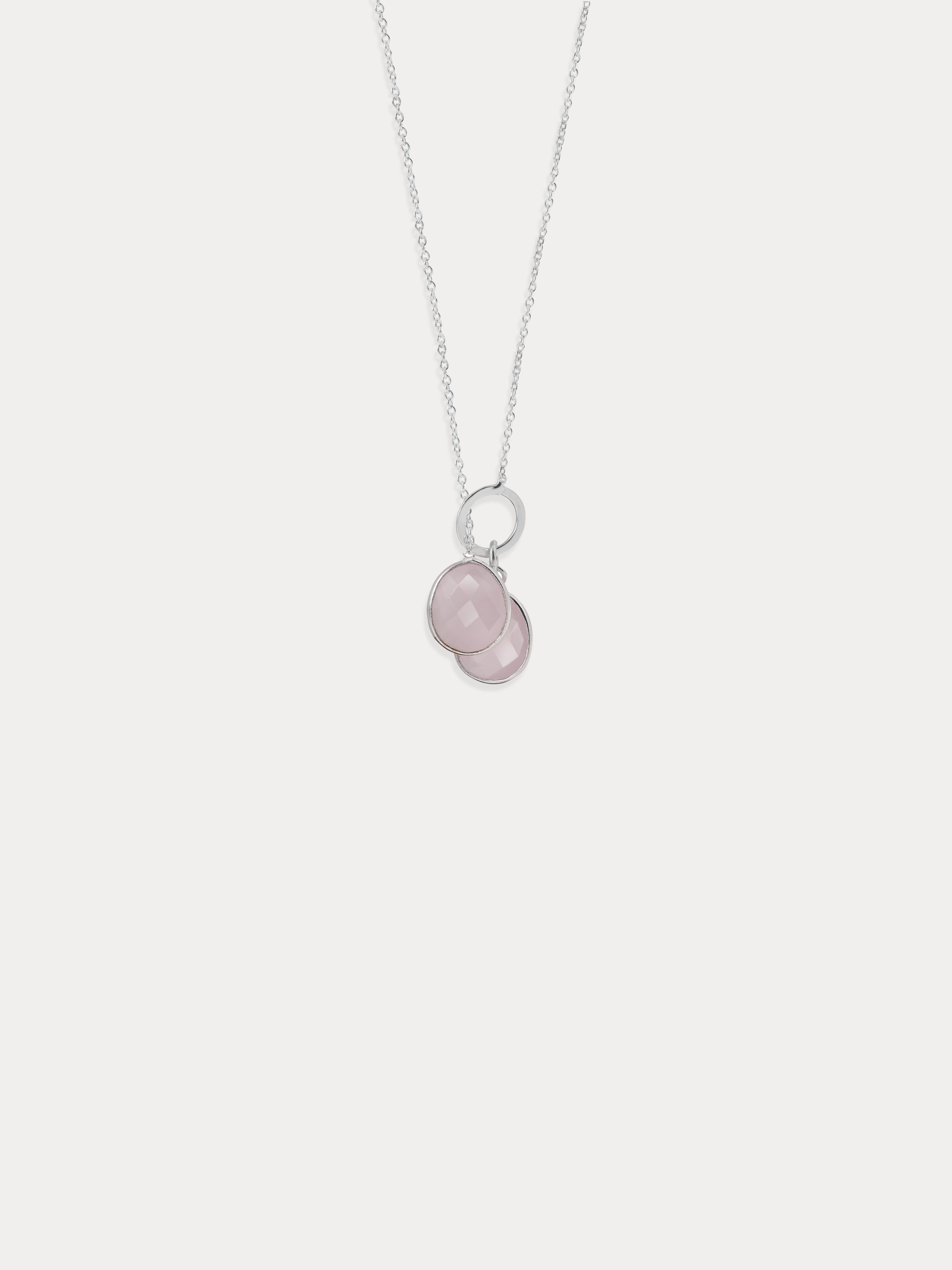 Pink Rose Chalcedony Dual Step Necklace