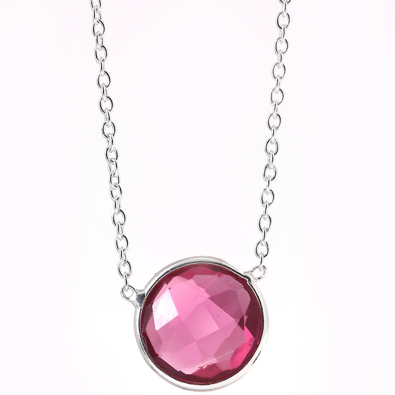 Single Pendant Pink Rose Tourmaline Necklace