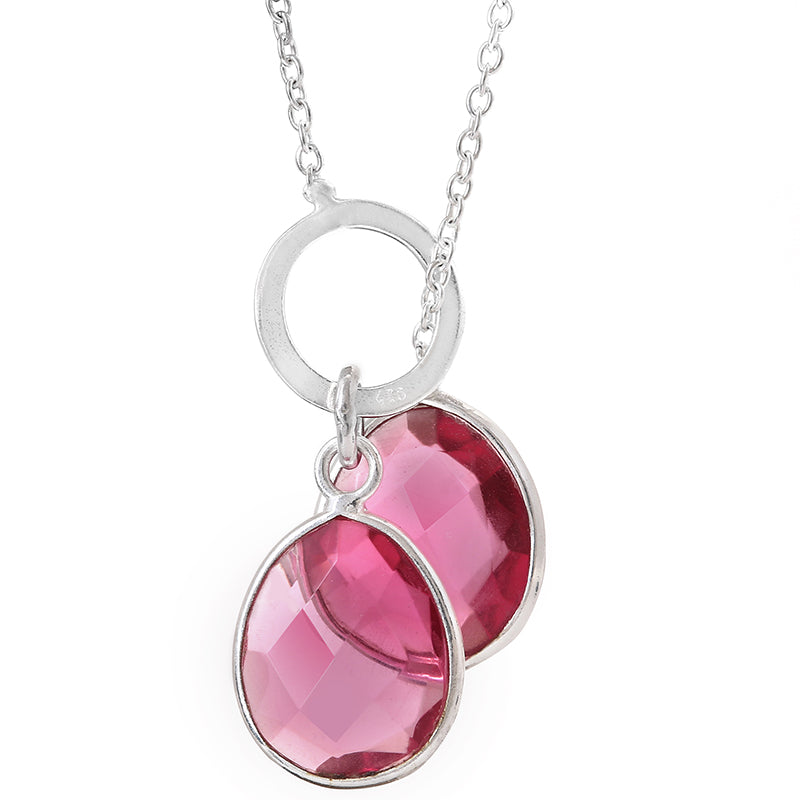 Pink Tourmaline Quartz Dual Step Necklace