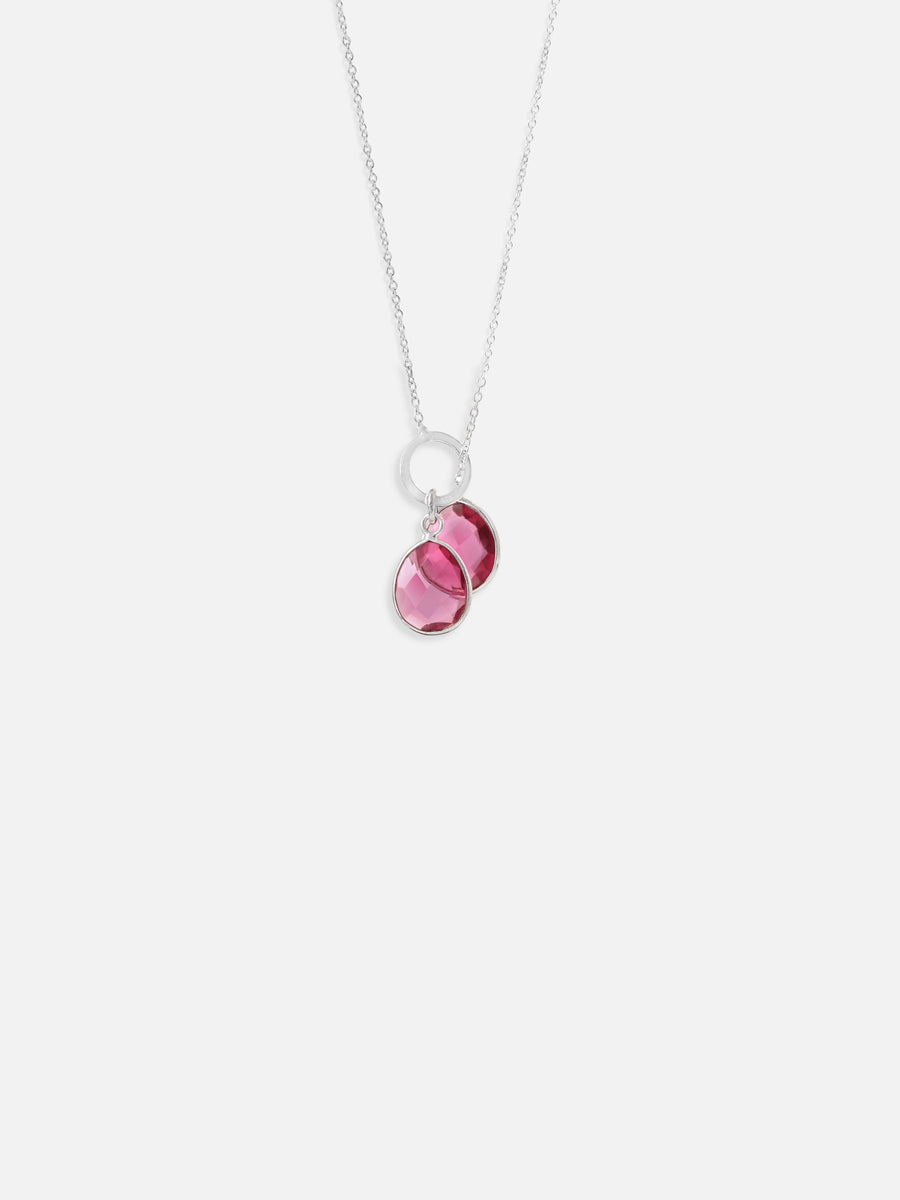 Pink Tourmaline Quartz Dual Step Necklace