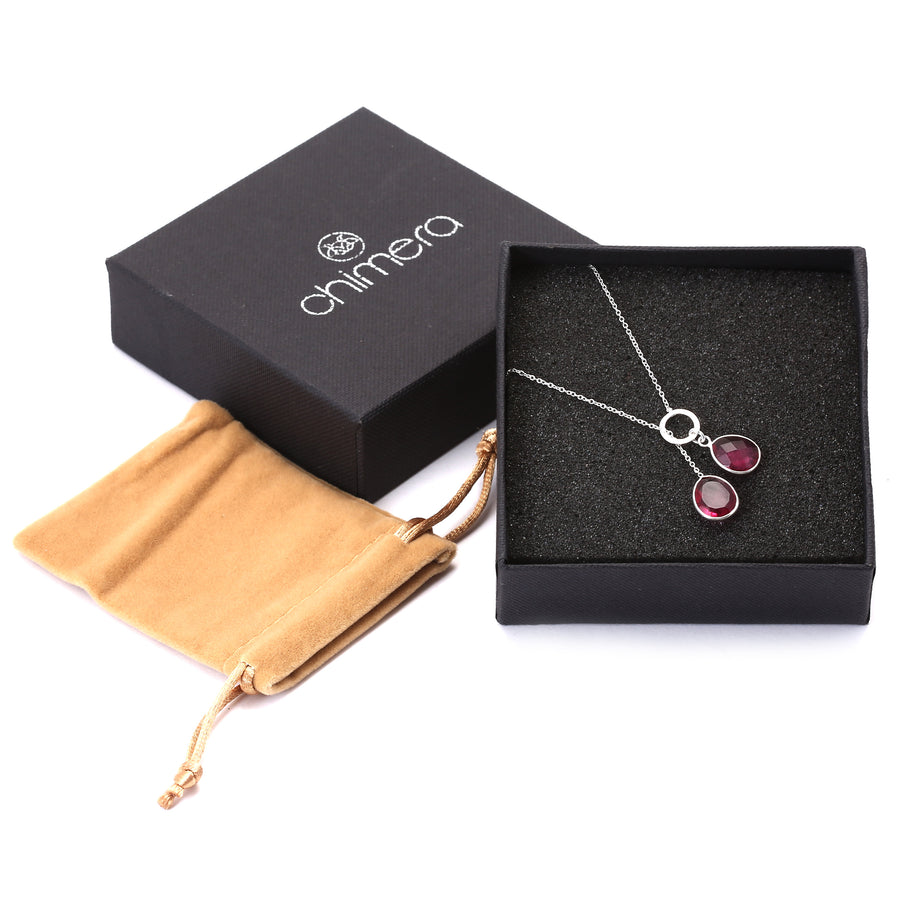 Pink Tourmaline Quartz Dual Step Necklace