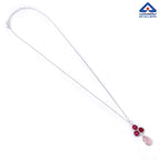 Red & Pink Chalcedony Pendant Silver Necklace