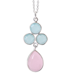Light Blue Grandidierite & Pink Chalcedony Necklace