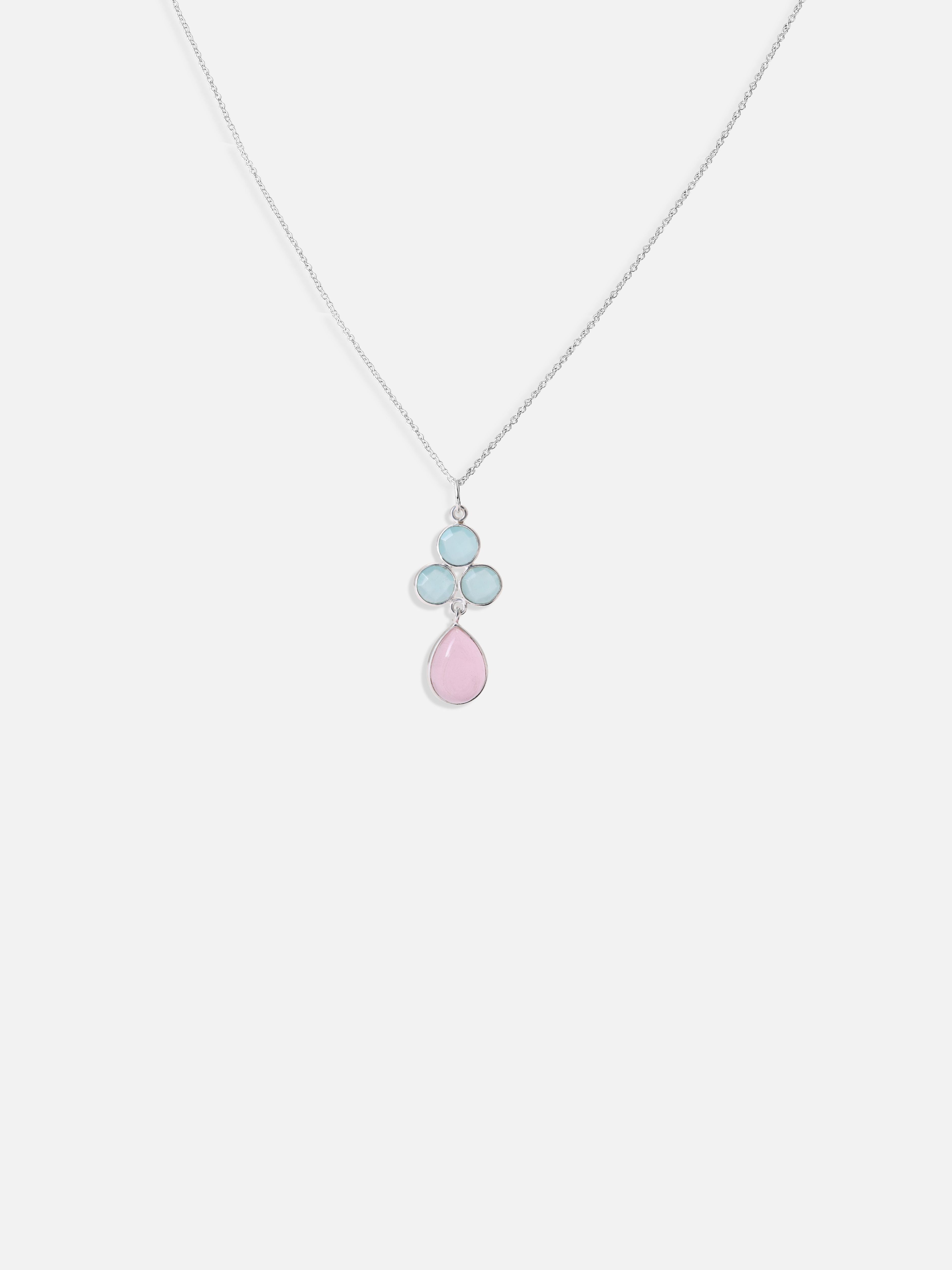 Light Blue Grandidierite & Pink Chalcedony Necklace