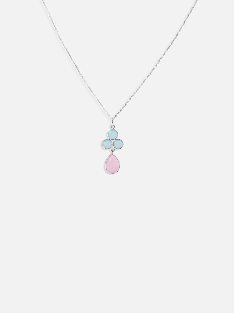 Light Blue Grandidierite & Pink Chalcedony Necklace