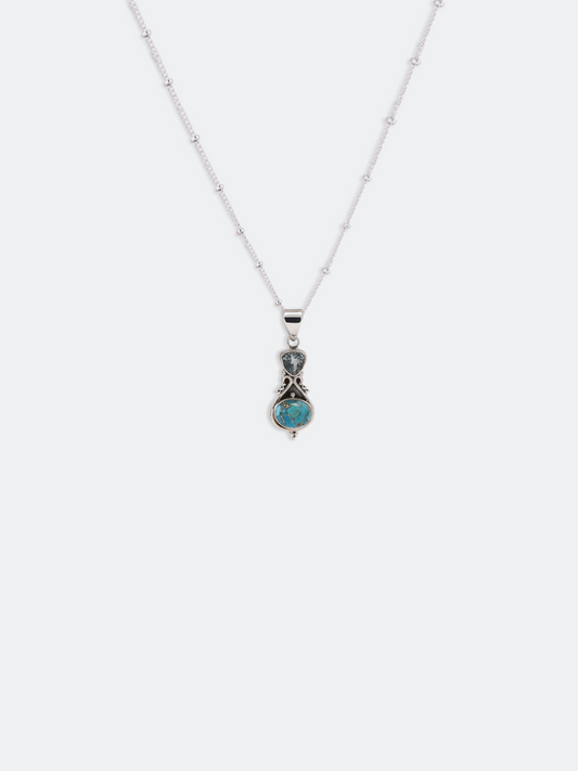 Aquamarine and Copper Turquoise Pendant Necklace