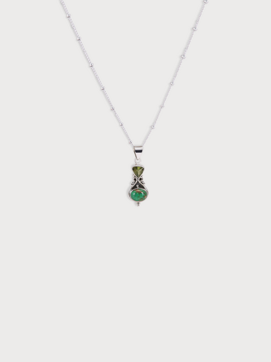 Tourmaline & Copper Turquoise Pendant Necklace